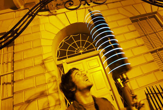 Firewinder illuminated by wind