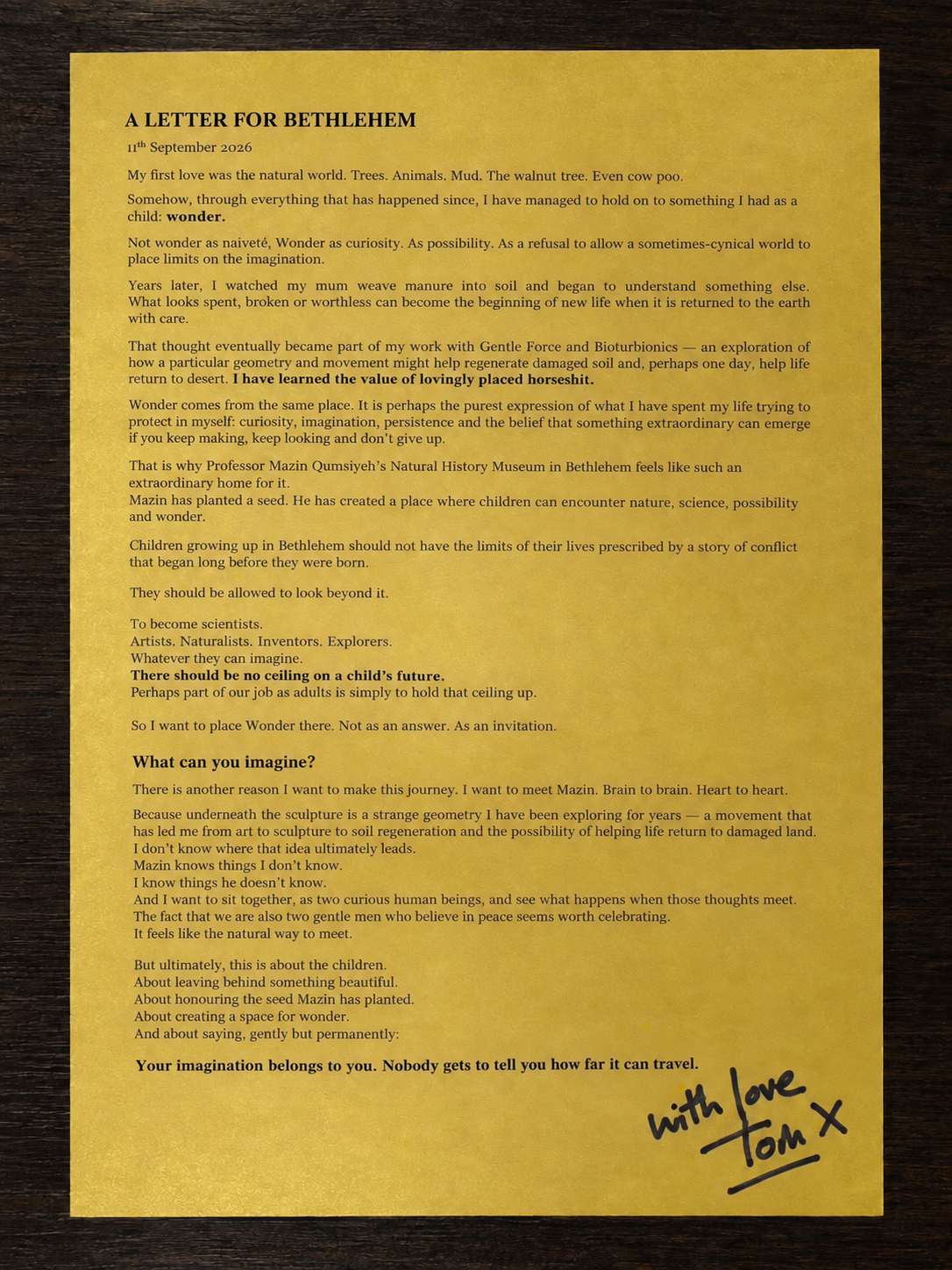 A Letter for Bethlehem