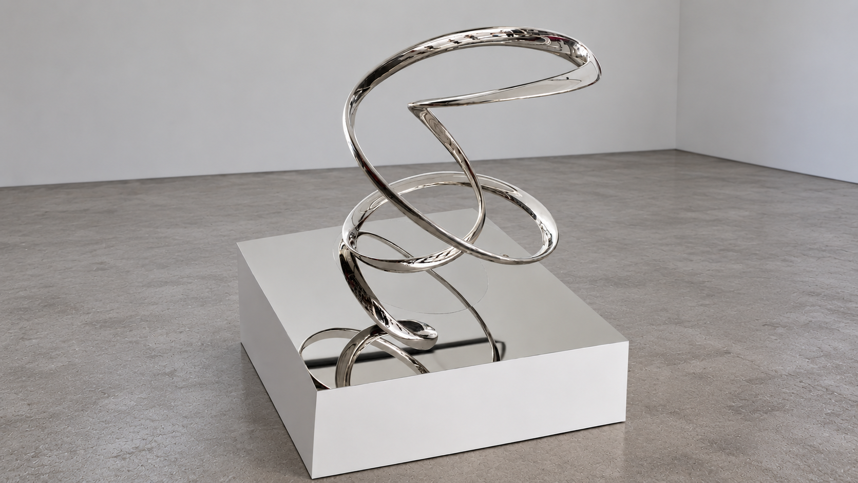 Silver Sister Giant Bronze Wonder on mirrored plinth
