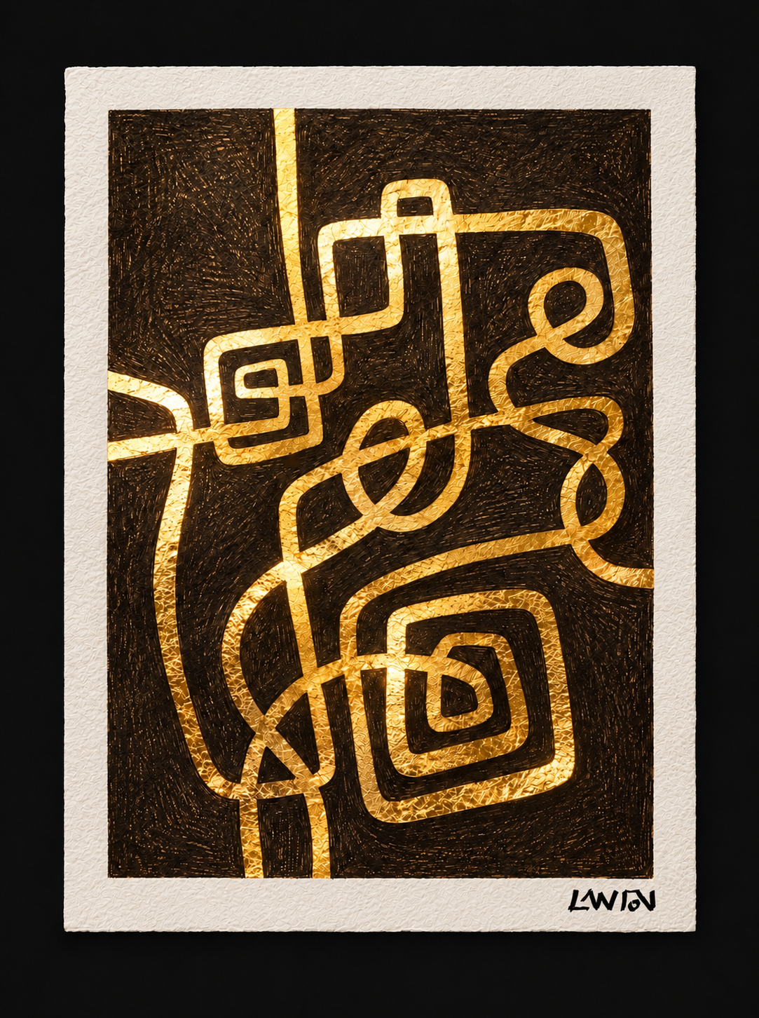 Golden Thread signed gold block foil print